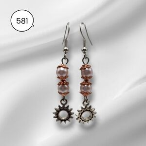 Handmade Silver and Rose Gold Dangle Earrings